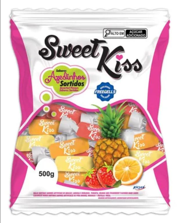 Bala Azedinha Sortida Sweet Kiss 500g Freegells