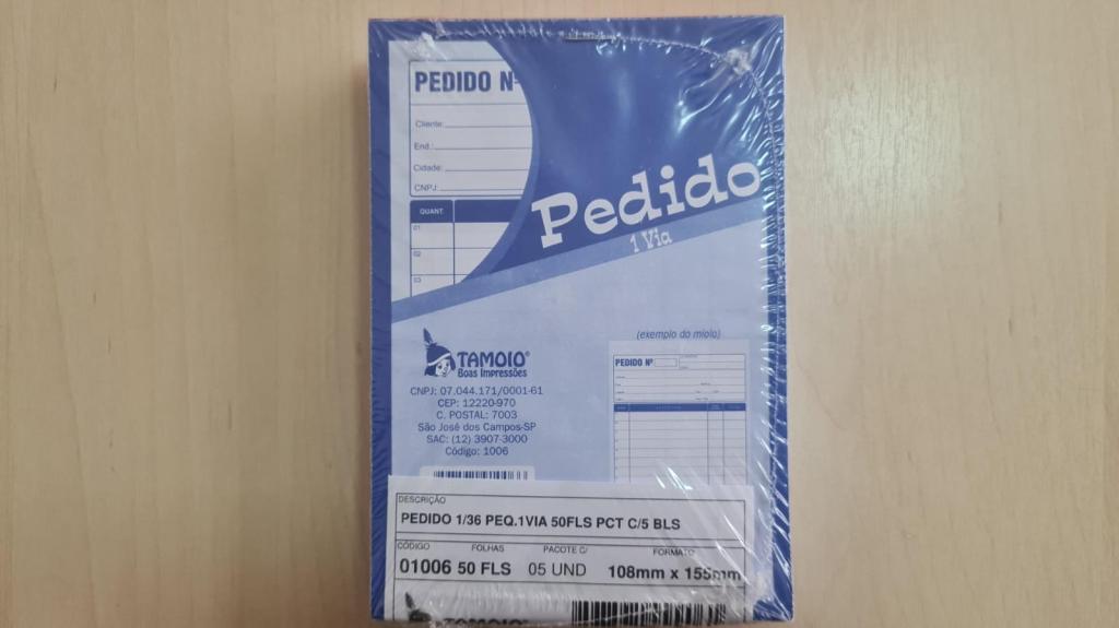 Talão Pedido 1 Via 50 Fls Pcte c/5 108mm x 155mm 01006 Tamoio