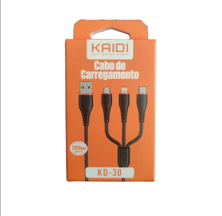 Cabo Triplo V8/TC/IP 1m 3.0A KD-30 Kaidi