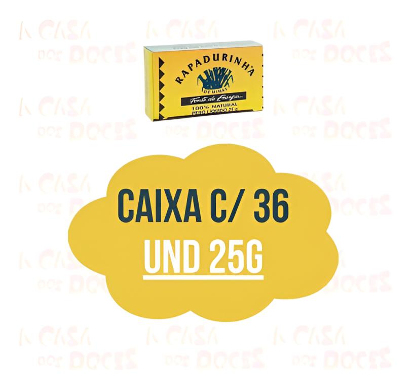 RAPADURINHA DE 25 GRS EMBALADA EM DISPLAY 1x36