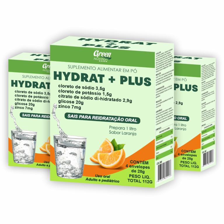 HYDRAT+PLUS 4X28G LARANJA SORO GREEN NUTRITION