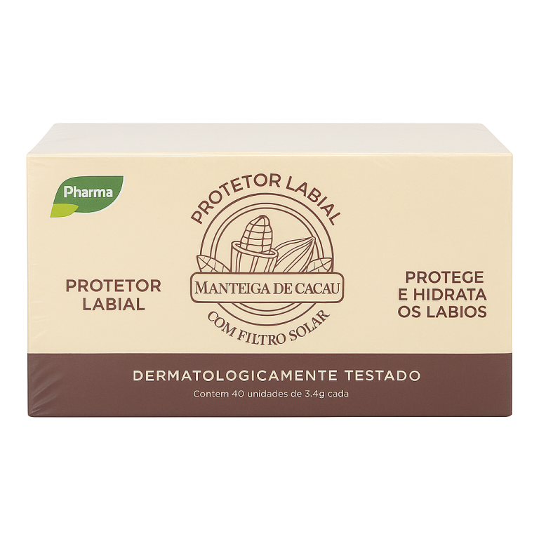 PROTETOR LABIAL MANTEIGA DE CACAU C/ FITRO SOLAR FPS8  3,4G 50UN PHARMA