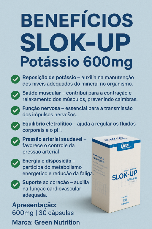 SLOK-UP POTASSIO 600MG 30CAPS GREEN NUTRITION