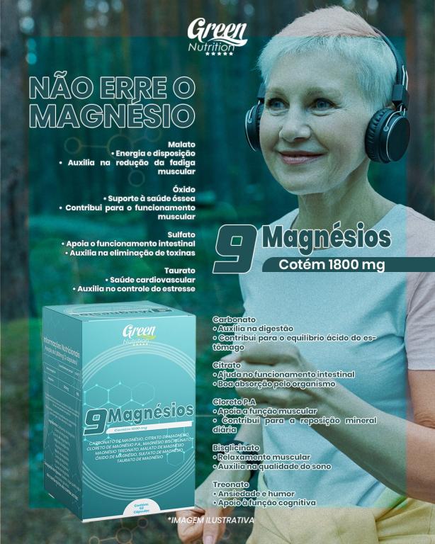 9 MAGNESIOS 600MG 60CAPS GREEN NUTRITION