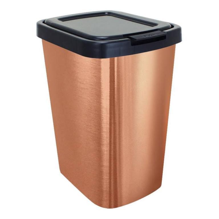 LIXEIRA 09 LT COM TAMPA CLIK LABEL METALIZADO ROSE COD. 25499
