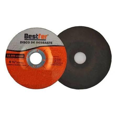 DISCO P/ DESBASTE DE INOX E FERRO 4,5POLX6MM - 115MM