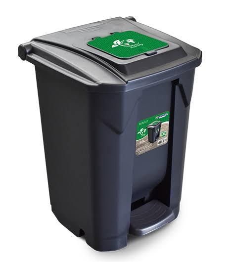 LIXEIRA 60L PRETA C/ RODA PEDAL TAMPA CLICK POS INDUSTRIA