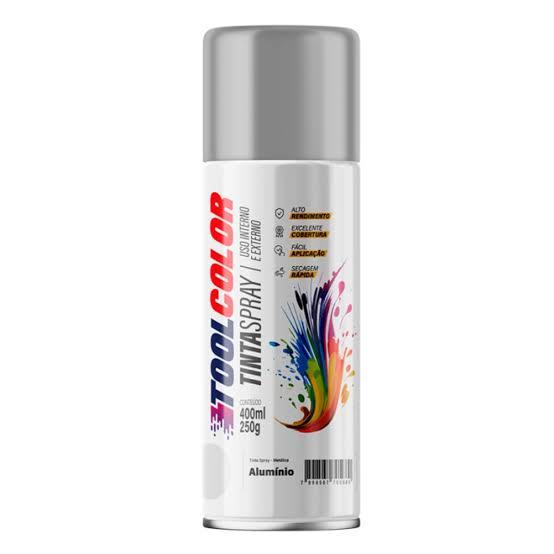 TINTA SPRAY 400ML TOOLCOLOR METALICA ALUMINIO - Lote: A1810064 Validade: 31/10/2027
