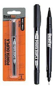 MARCADOR PERMANENTE PONTA DUPLA 0,5MM/1MM - PRETO