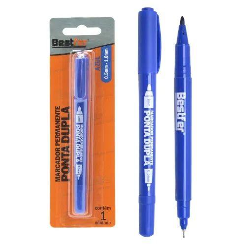 MARCADOR PERMANENTE PONTA DUPLA 0,5MM/1MM - AZUL