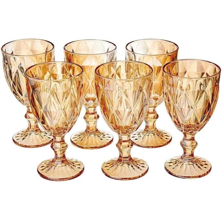 TAÇA DIAMANTE AMBAR 260ML 6 PÇS