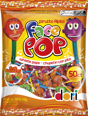 PIRULITO FACEPOP APITO PCT 450G
