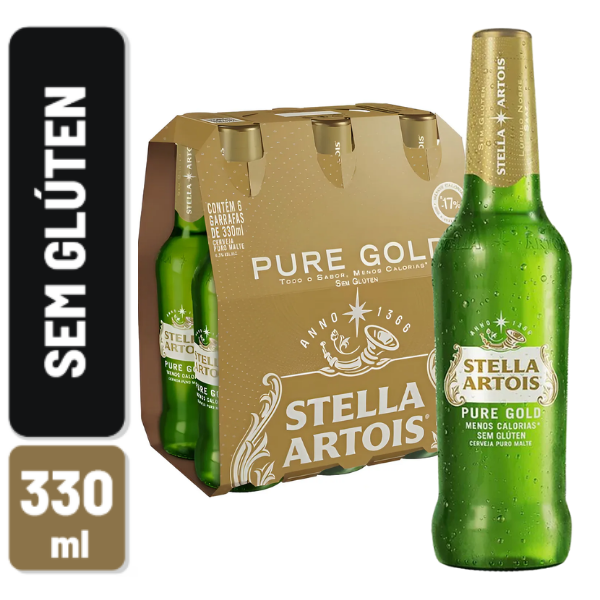 CERVEJA STELLA ARTOIS PURE GOLD LONG NECK 330ML C/6
