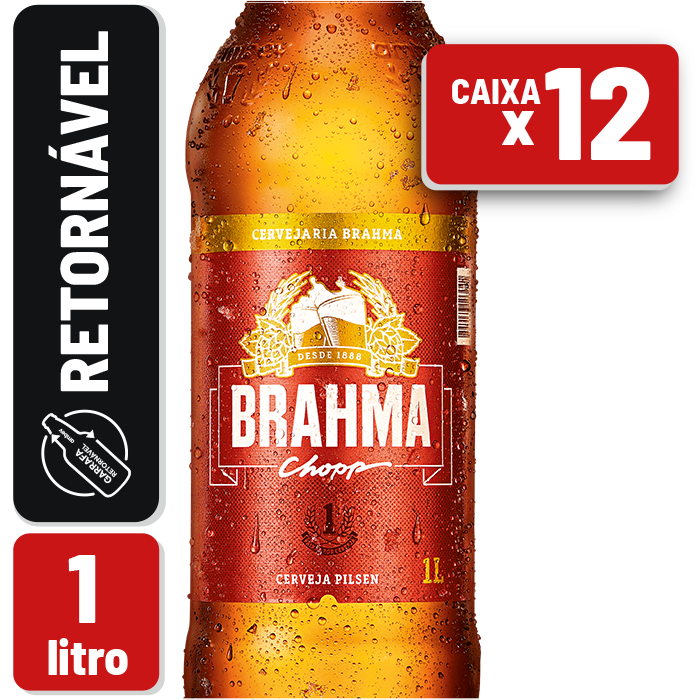 CERVEJA BRAHMA 1L C/12 **RETORNÁVEL**