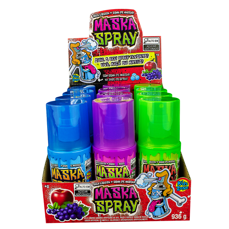 KIDS MASKA SPRAY BALA LIQUIDA C/ GOMA DE MASCAR DP C/12