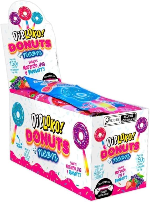 DIP LOKO NEON DONUTS SORTIDOS DP 15X10G