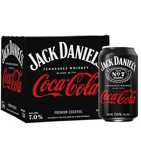 BEBIDA ALCOOLICA MISTA WHISKEY JACK DANIEL'S & COCA-COLA LATA 269ML C/6