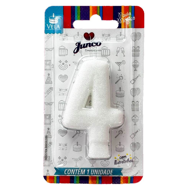 VELA ANIVERSARIO LIVE COLORS C/ GLITTER BRANCA N.4  C/10