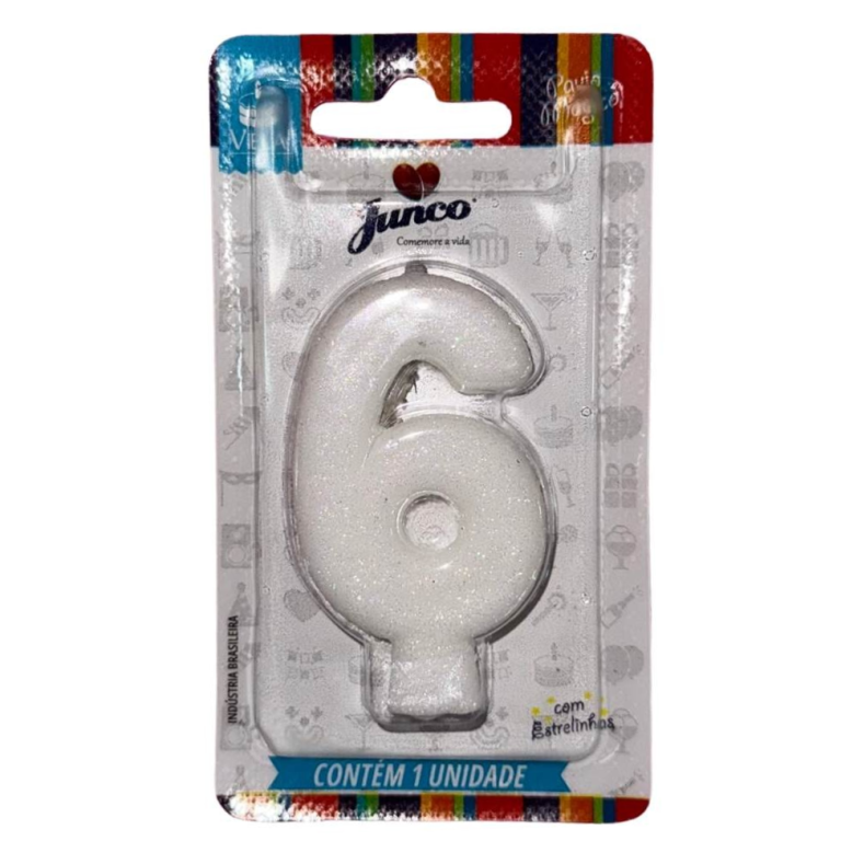 VELA ANIVERSARIO LIVE COLORS C/ GLITTER BRANCA N.6  C/10