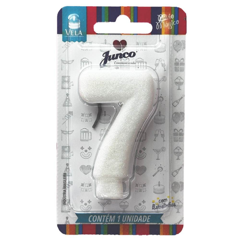 VELA ANIVERSARIO LIVE COLORS C/ GLITTER BRANCA N.7  C/10