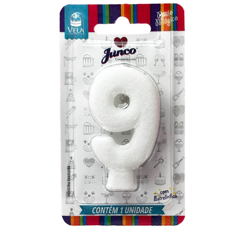 VELA ANIVERSARIO LIVE COLORS C/ GLITTER BRANCA N.9  C/10