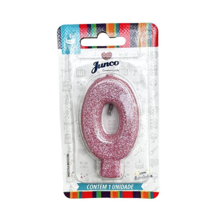 VELA ANIVERSARIO LIVE COLORS C/ GLITTER ROSA BEBE N.0  C/10