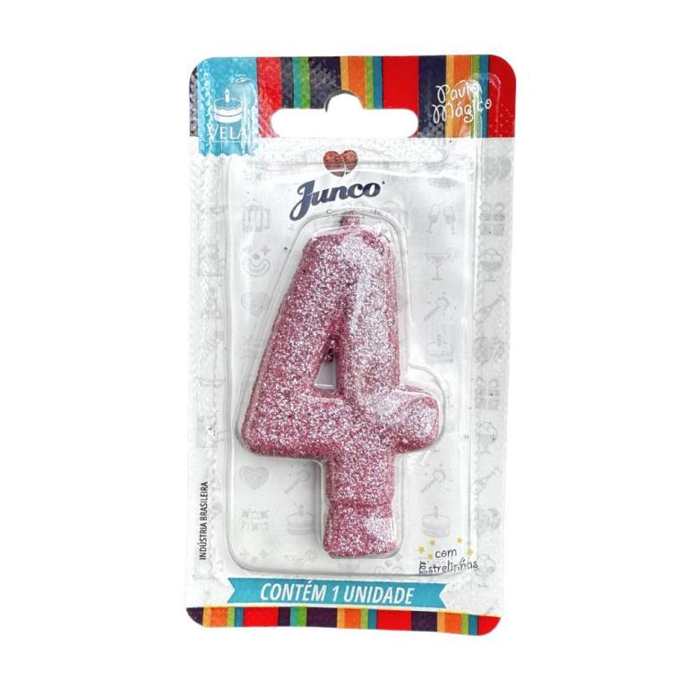 VELA ANIVERSARIO LIVE COLORS C/ GLITTER ROSA BEBE N.4  C/10