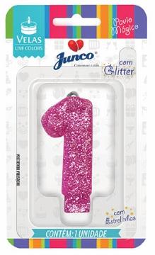VELA ANIVERSARIO LIVE COLORS C/ GLITTER ROSA BEBE N.5  C/10