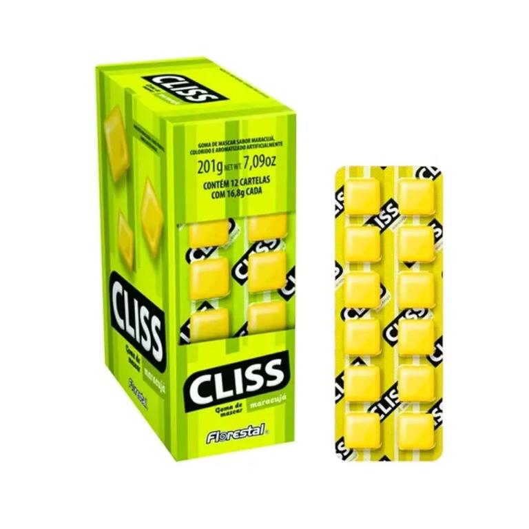 CHICLE CLISS MARACUJA CARTELA  C/12