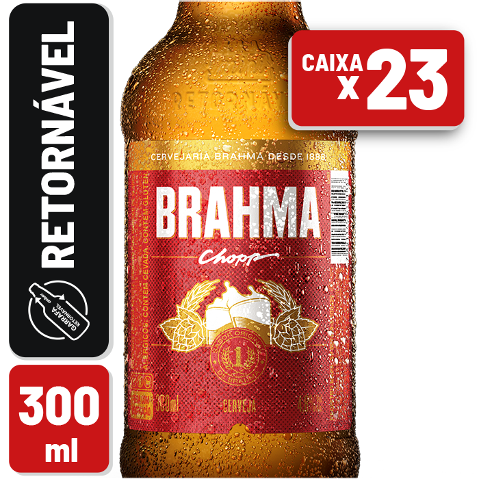 CERVEJA BRAHMA CHOPP 300ML CX C/23 *RETORNÁVEL*