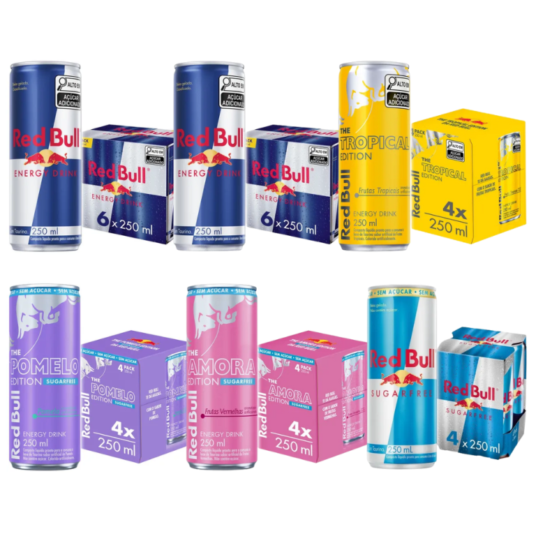 COMBO 1 RED BULL LATA 250ML 12 TRADICIONAL 4 AMORA 4 POMELO 4 TROPICAL E 4 SUGAR FREE