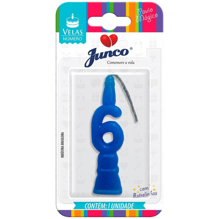 VELA ANIVERSARIO NUMERO AZUL N.6
