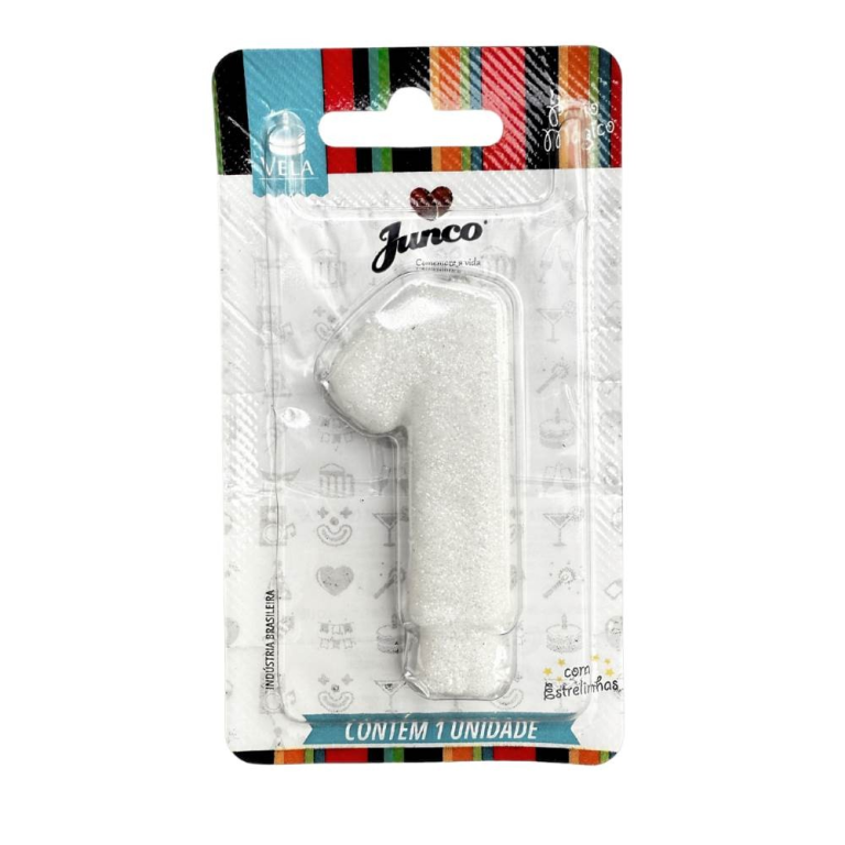 VELA ANIVERSARIO LIVE COLORS C/ GLITTER BRANCA N.1 C/10