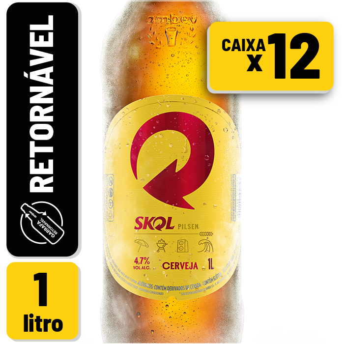 CERVEJA SKOL 1L CX C/12 **RETORNÁVEL**