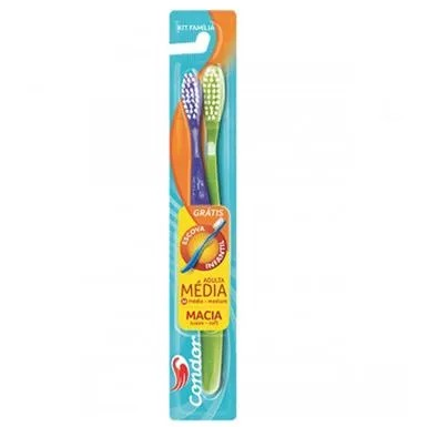 ESCOVA DENTAL CONDOR KIT FAMILIA (1 ADULTO MÉDIA + 1 INFANTIL MACIA)