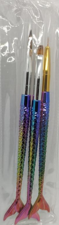 KIT 3 PINCÉIS PARA UNHAS EM GEL SEREIA - EMAKE
