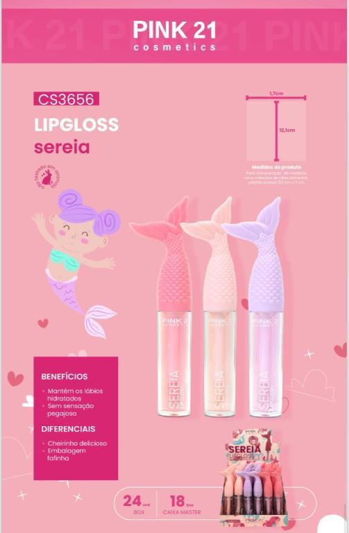 LIP GLOSS MÁGICO SEREIA C/ 24 UN - PINK 21