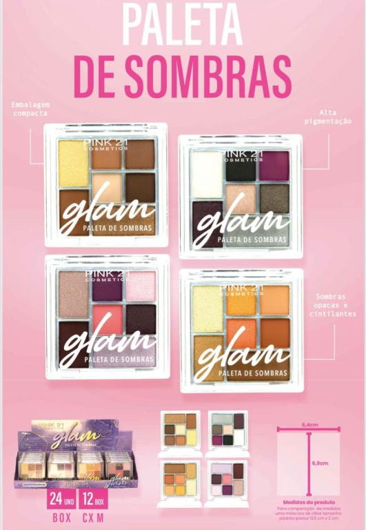 PALETA DE SOMBRAS GLAM C/24 UNID - PINK 21