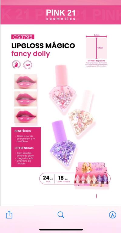 LIPGLOSS MÁGICO FANCY DOLLY C/24 UNID - PINK 21