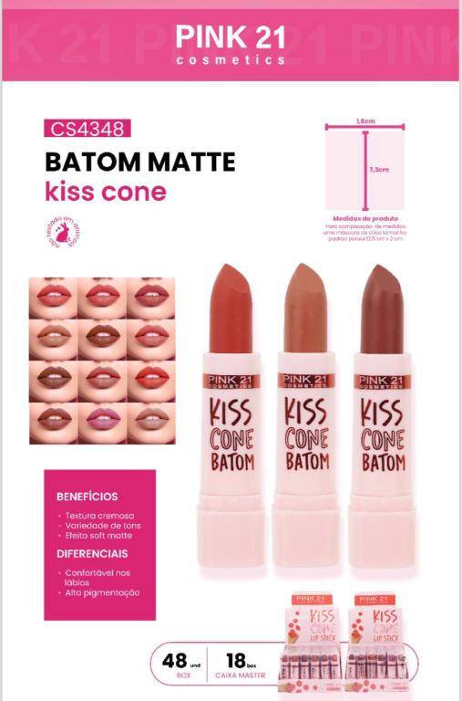 BATOM MATTE KISS CONE C/48 UNID - PINK 21