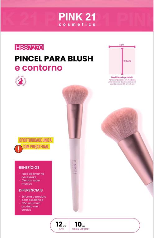 PINCEL PARA BLUSH E CONTORNO - AVULSO - PINK 21