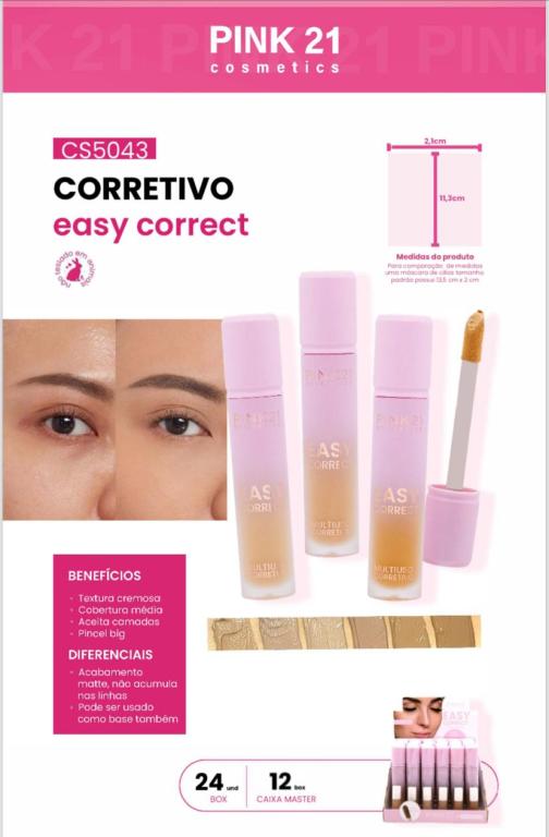 CORRETIVO LÍQUIDO EASY CORRECT C/24 UNID - PINK 21