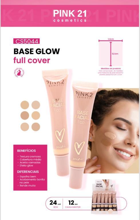 BASE FACIAL FULL COVER 15ML  (CORES CLARAS) C/24 UNID - PINK 21