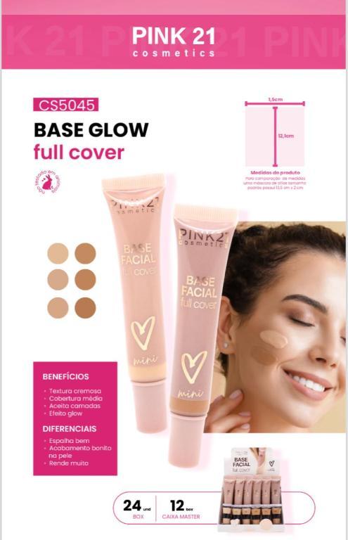 BASE FACIAL FULL COVER 15ML  (CORES MÉDIAS E ESCURAS) C/24 UNID - PINK 21