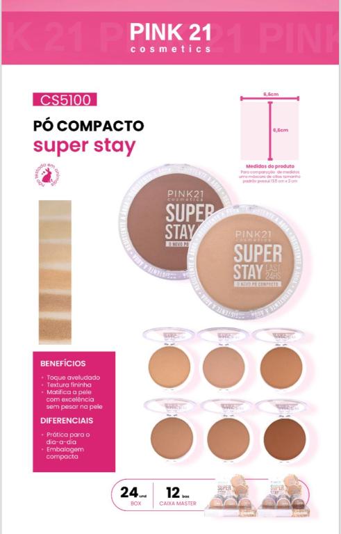 PÓ COMPACTO SUPER STAY C/ 24 UNID (CORES CLARAS E MÉDIAS) - PINK 21