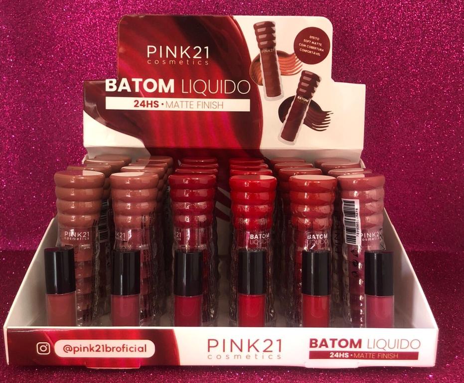 BATOM LÍQUIDO MATTE FINISH (24 HRS) C/24 UNID - PINK 21