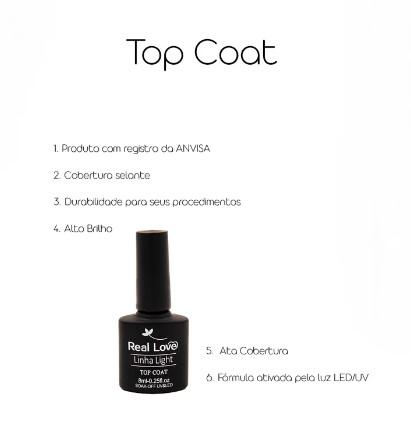 TOP COAT LINHA LIGHT 8ML - AVULSO - REAL LOVE