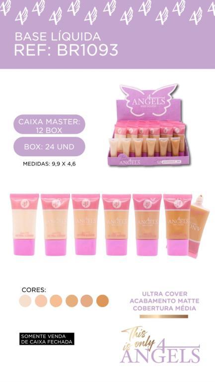 BASE LÍQUIDA MATTE ULTRA COVER C/24 UNID - 4 ANGELS