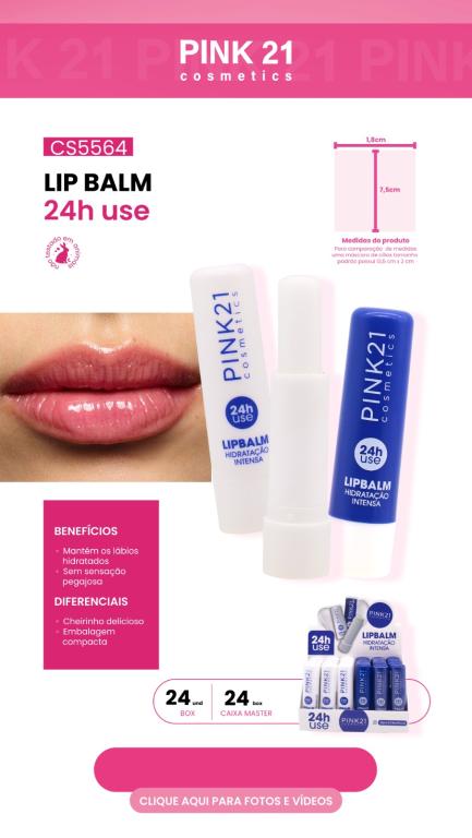 LIPBALM HIDRATAÇÃO INTENSA C/24 UNID - PINK 21