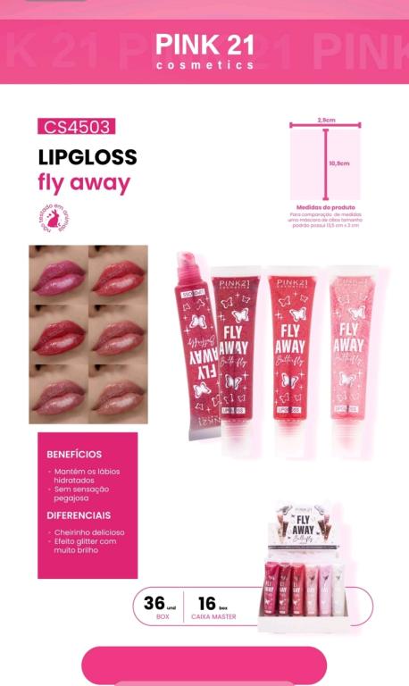 LIPGLOSS FLY AWAY C/36 UNID - PINK 21
